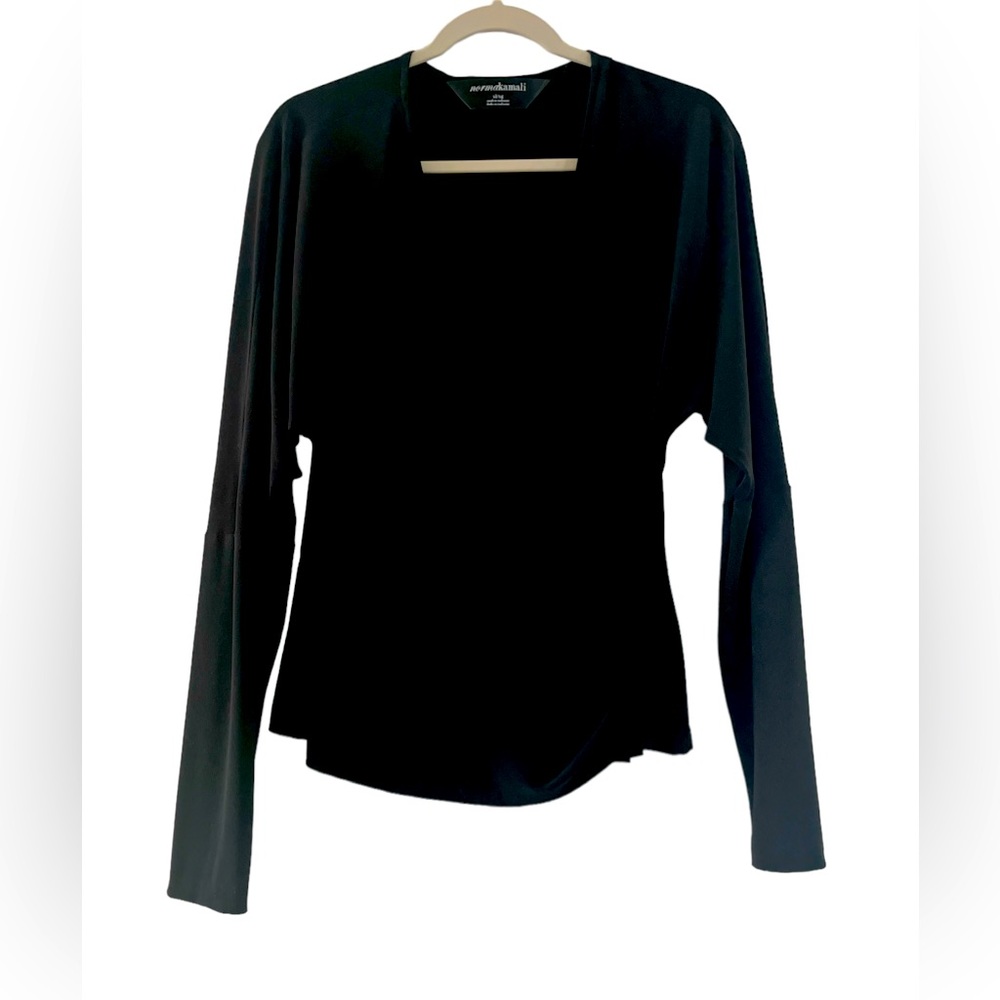 EUC Norma Kamali Black Overlapping Front Top. Women’s Size: XL